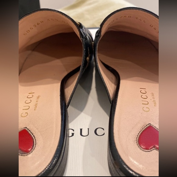 GUCCI Princetown Leather Slipper Mules Quentin Nero Bees Stars Shoes Slip Ons - Picture 3 of 10